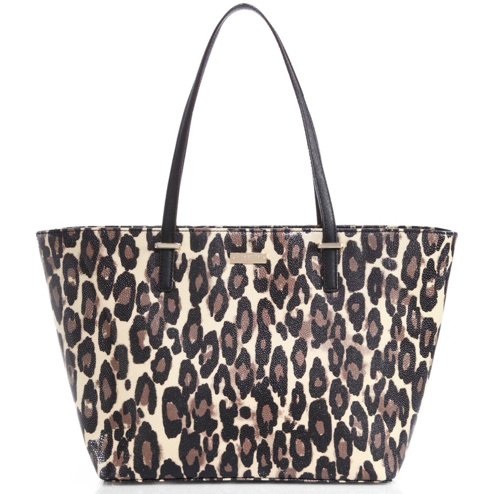 Kate‎ Spade Black Leopard Print Patent Leather Harmony Tote